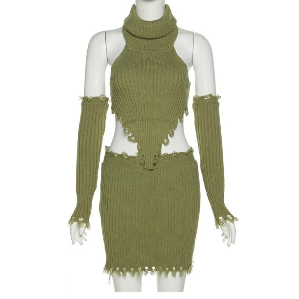 3/$28❤️SEXY AUTUMN LADIES SWEATER LONG SLEAVE KNITTED TOP&SKIRT 3 PICS SET
